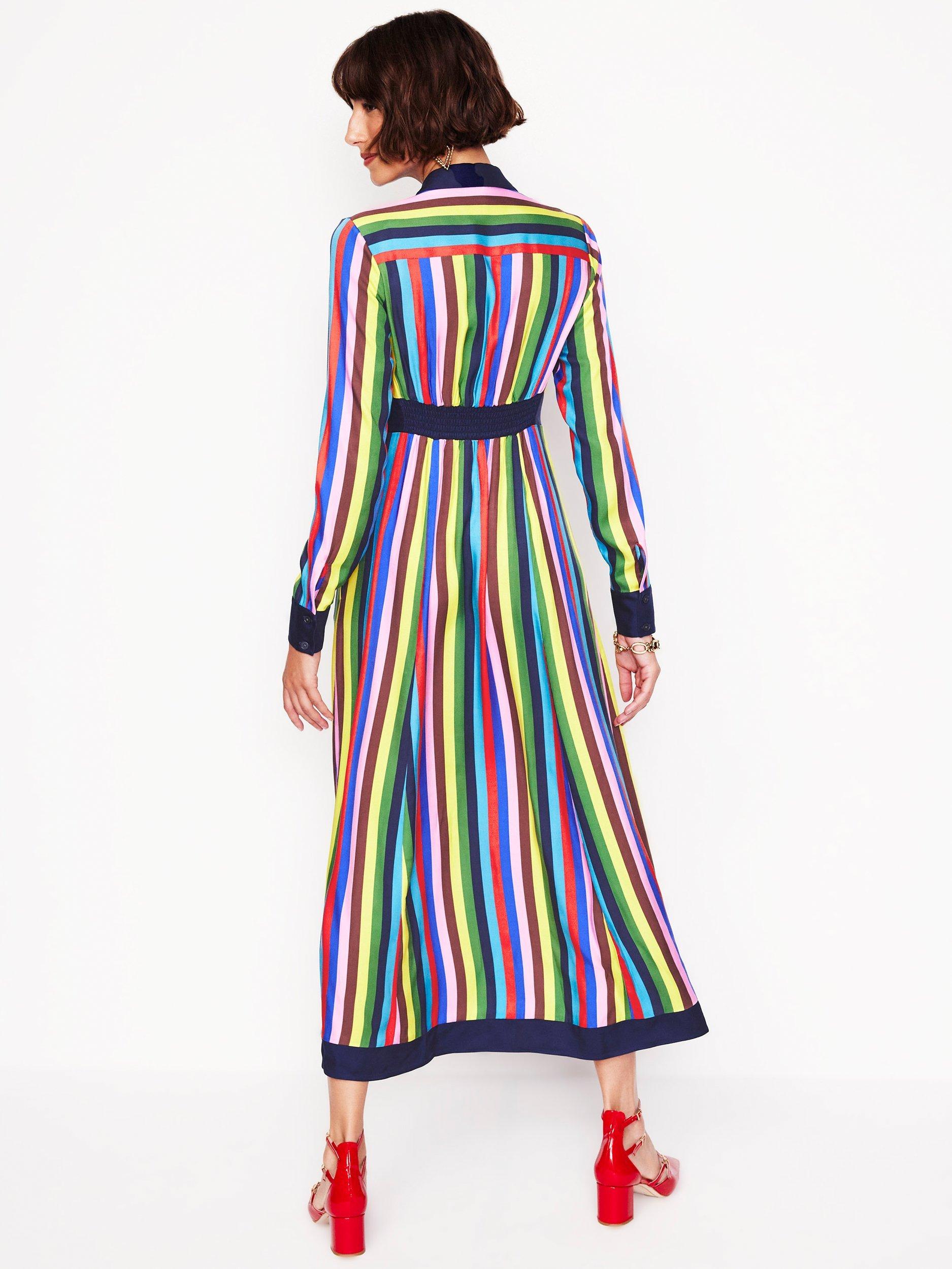 Product image 3 of 5, which shows Boden Empire Stripe Shirt Dress, Multi, 8