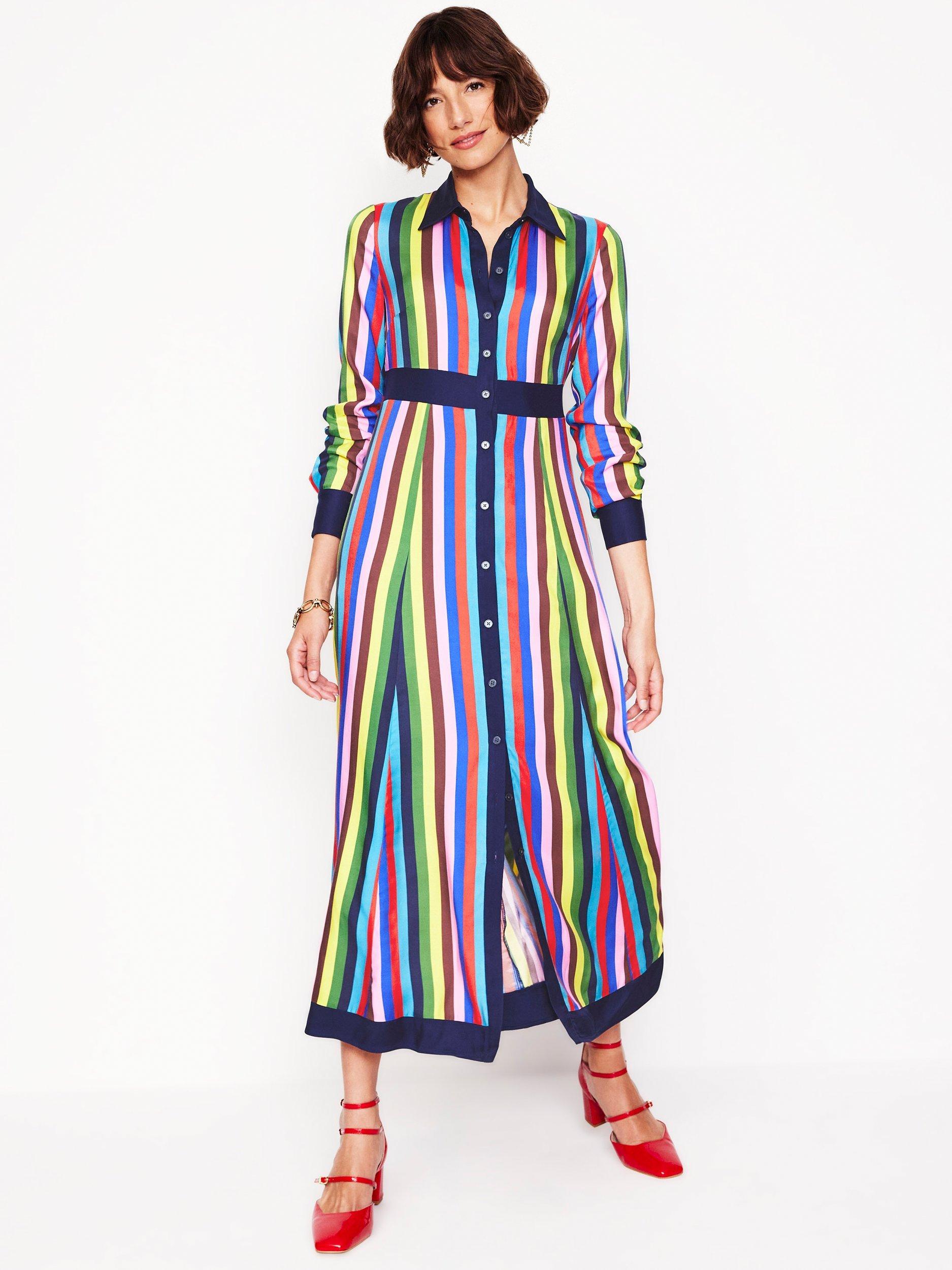 Product image 4 of 5, which shows Boden Empire Stripe Shirt Dress, Multi, 8