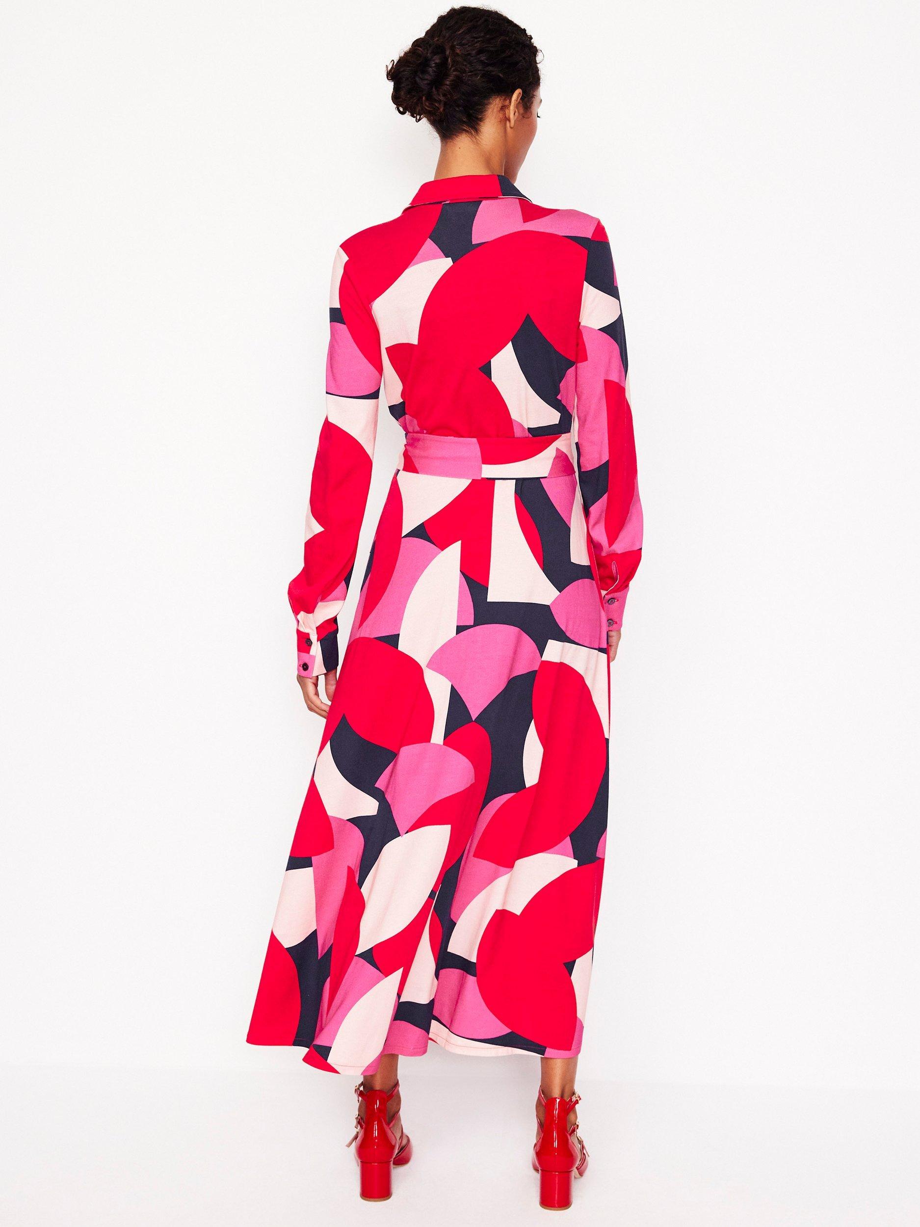 Product image 3 of 4, which shows Boden Marcia Jersey Shirt Dress, Red/Multi, 8