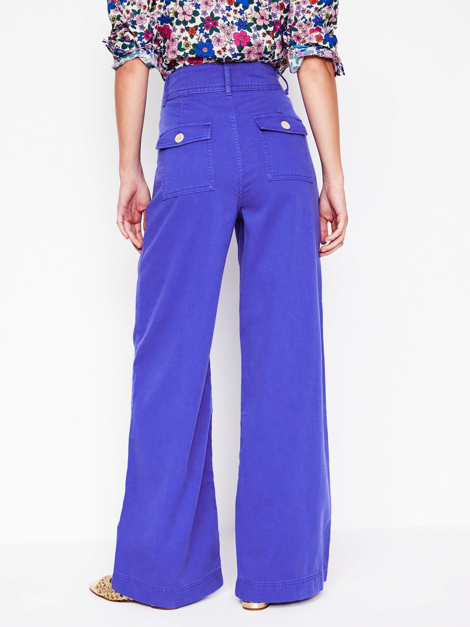 Product image 3 of 5, which shows Boden Brompton Wide Leg Trousers, Bright Blue, 16