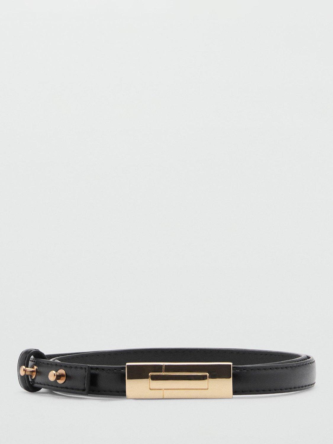 Mango Tomasa Skinny Belt, Black