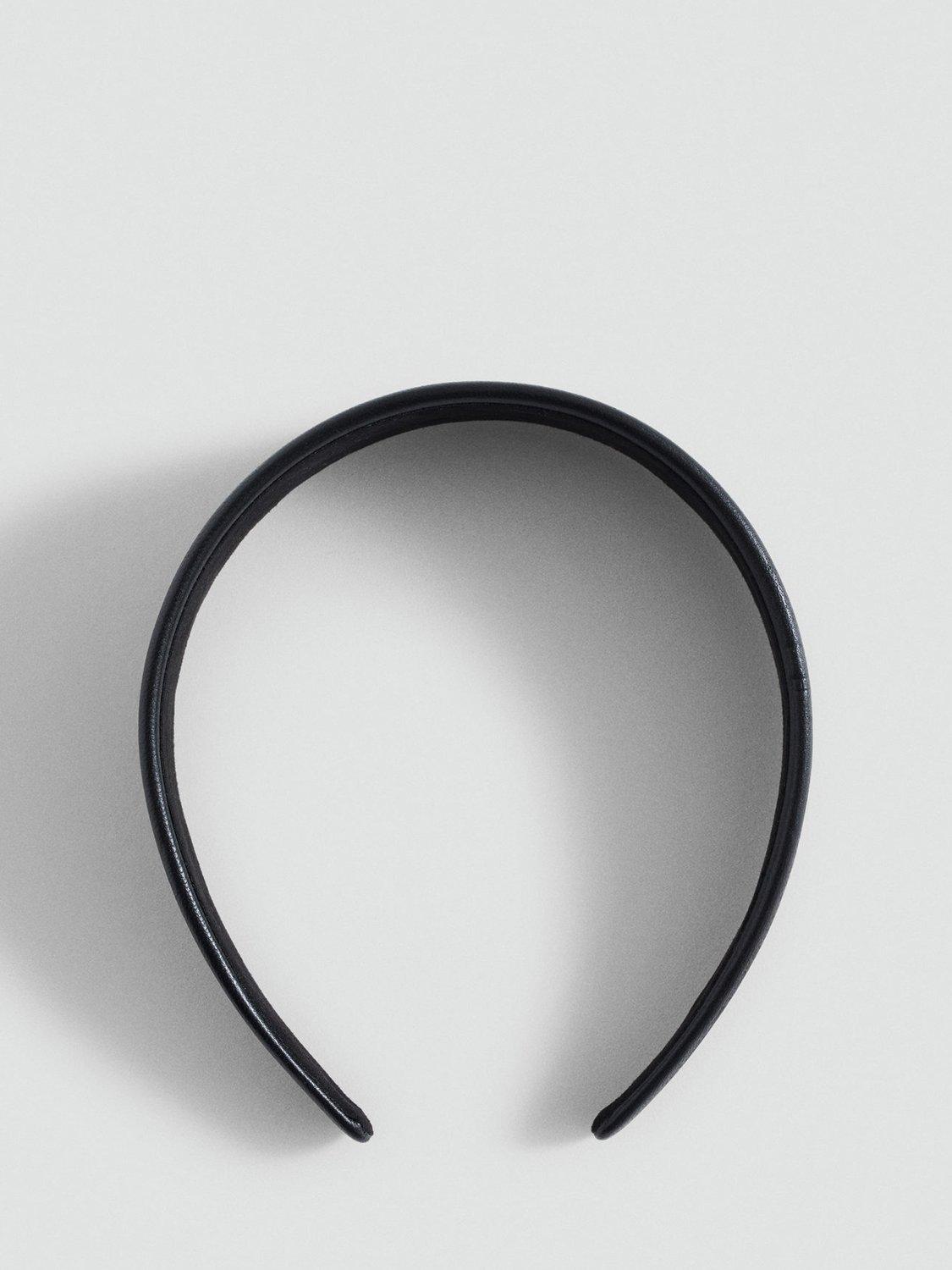 Mango Doro Pure Leather Headband, Black
