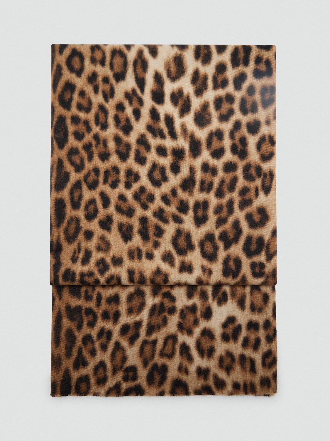 Mango Parda Leopard Print Scarf, Brown