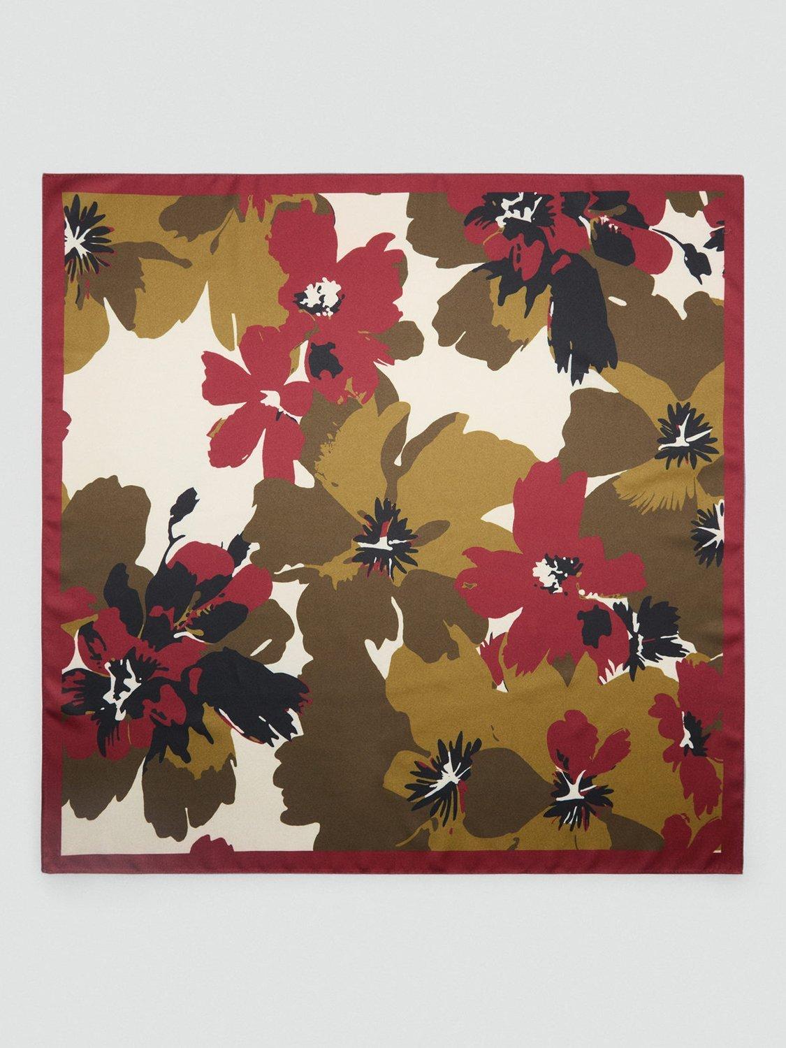 Mango Prado Flower Scarf, Beige/Khaki