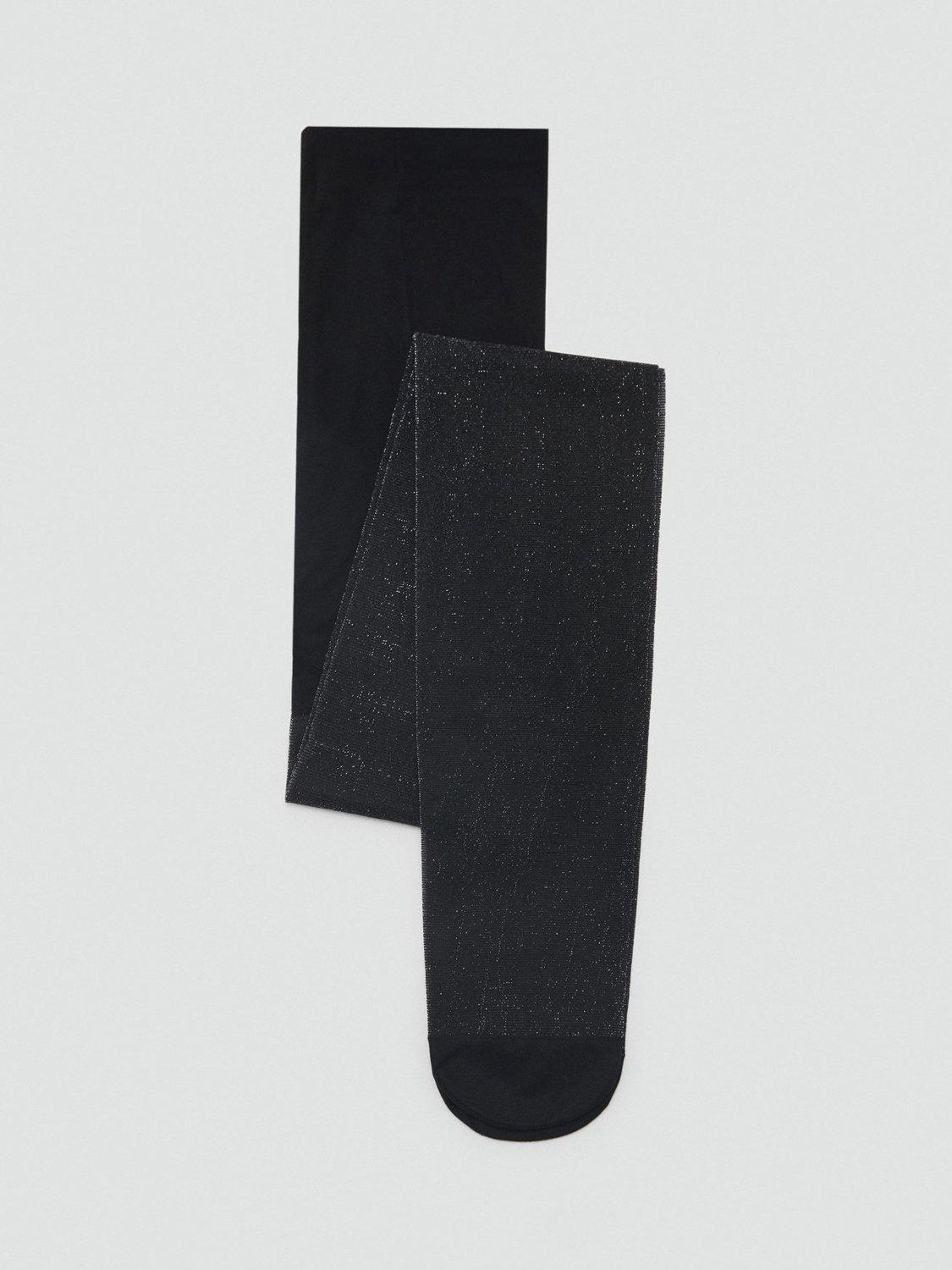 Product image 2 of 4, which shows Mango Cami Sparkle Tights, Silver, S