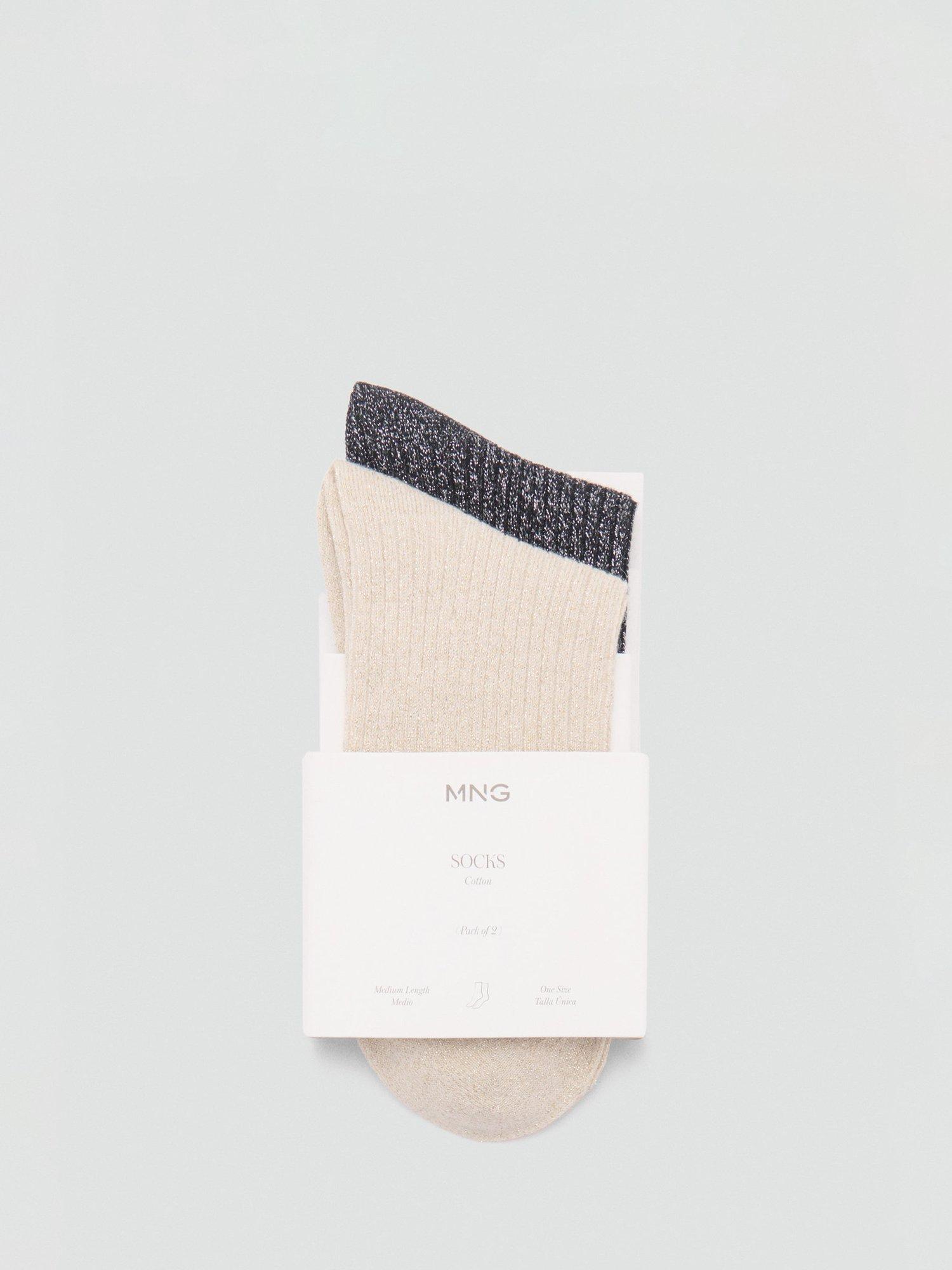 Mango Lucia Sparkle Socks, Beige/Grey