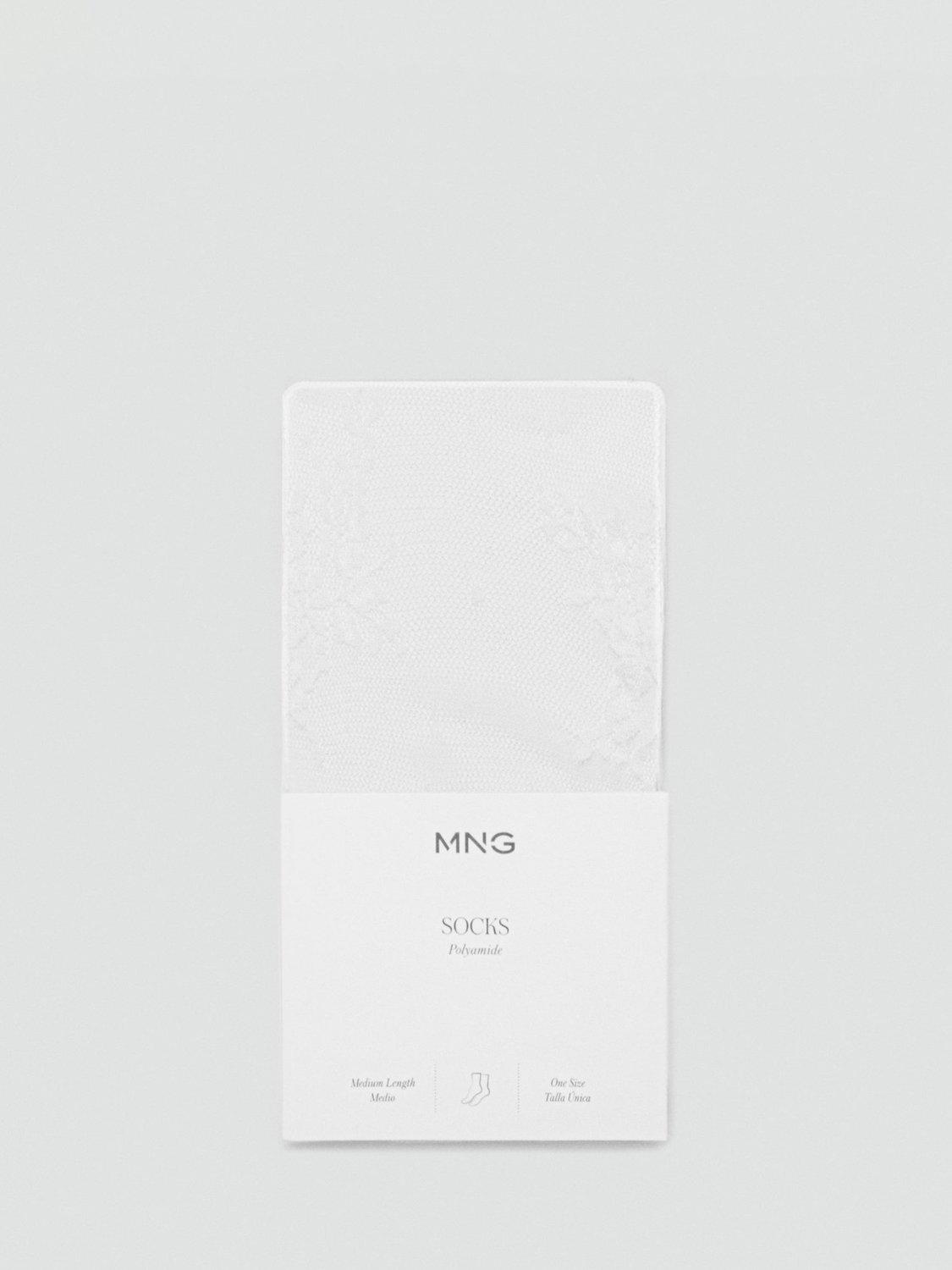 Mango Flowers Lace Socks, White, One Size