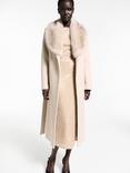 Mango Dolce Wool Blend Detachable Faux Fur Collar Coat, Pastel Grey