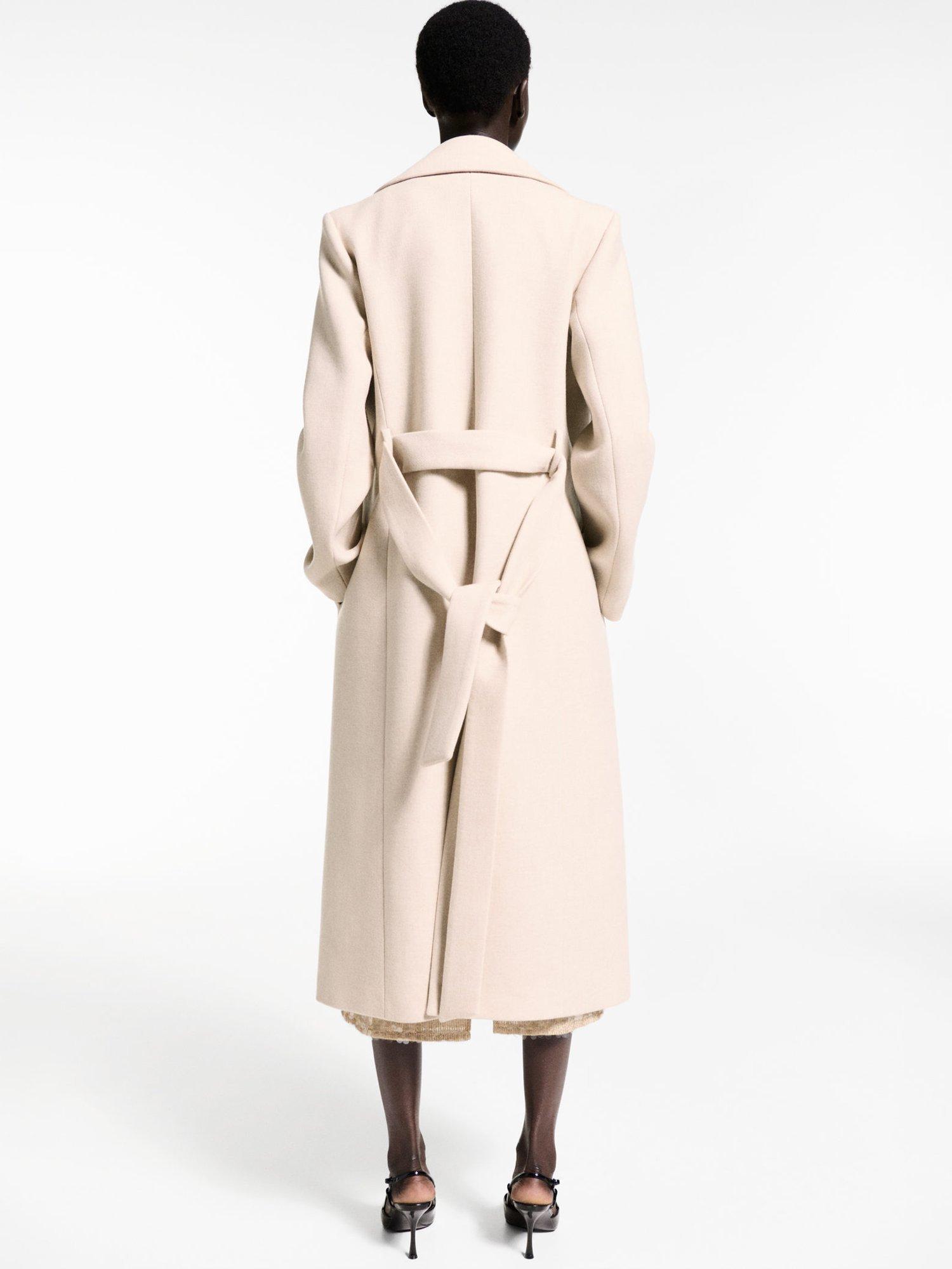 Product image 4 of 7, which shows Mango Dolce Wool Blend Detachable Faux Fur Collar Coat, Pastel Grey, XXL