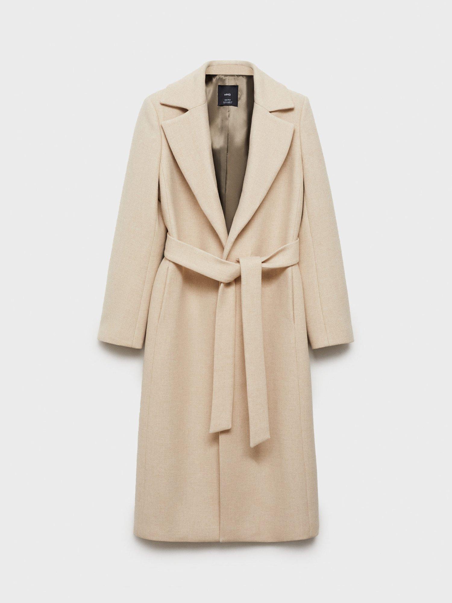 Product image 7 of 7, which shows Mango Dolce Wool Blend Detachable Faux Fur Collar Coat, Pastel Grey, XXL
