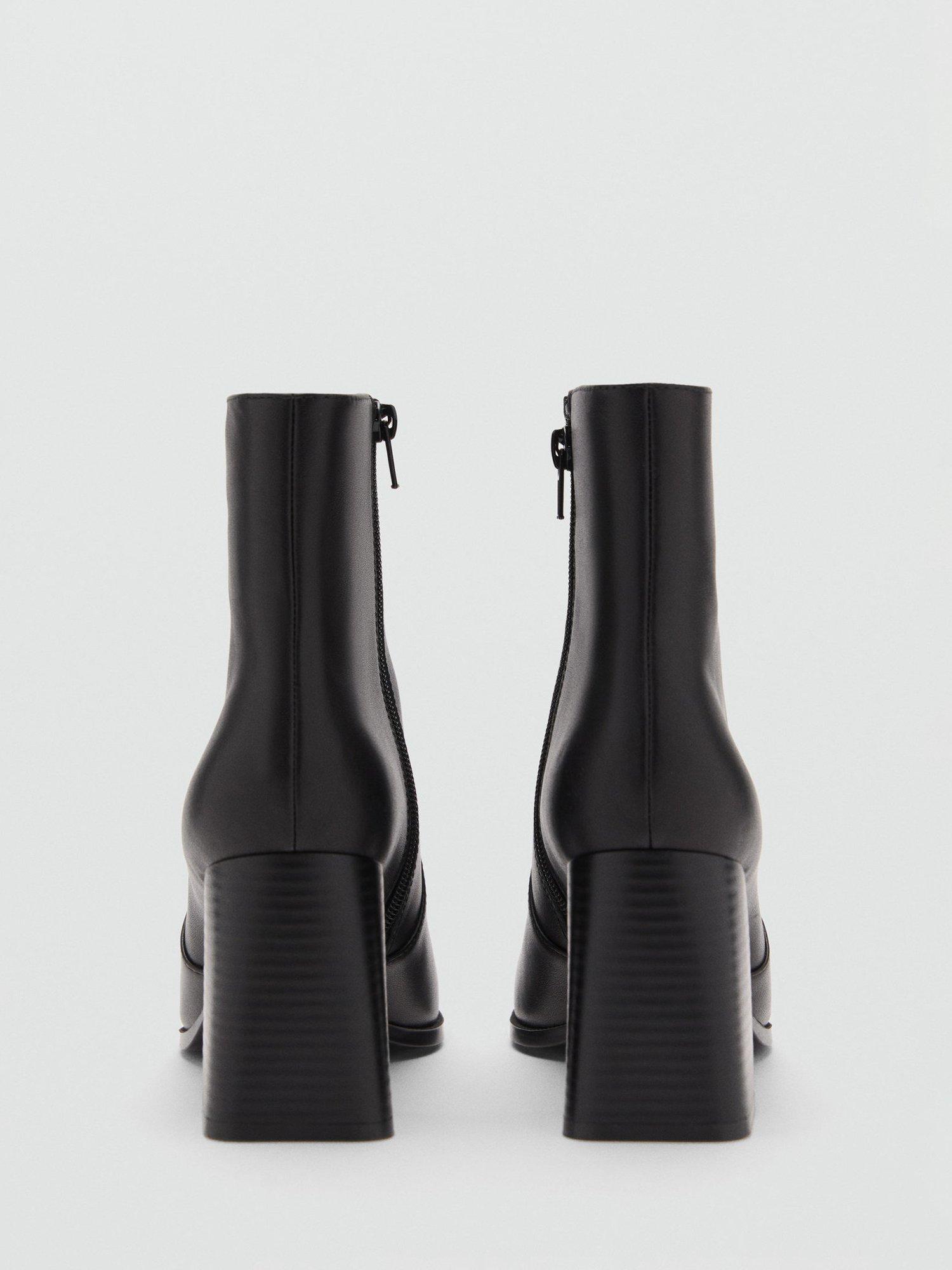 Product image 3 of 4, which shows Mango Pala Leather Ankle Boots, Black, 2