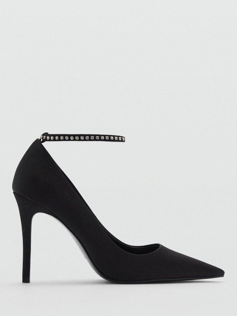 Mango Piedri Pointed Heeled Courts, Black