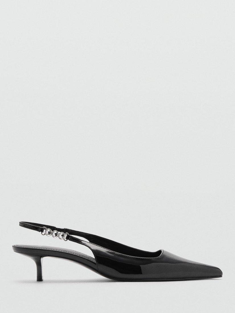 Mango Solei Rhinestone Kitten Heel Shoes, Black