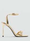 Mango Bico Stiletto Heel Strappy Sandals, Gold
