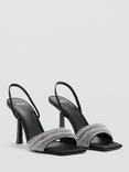 Mango Strass Strap Stiletto Heel Sandals, Black,