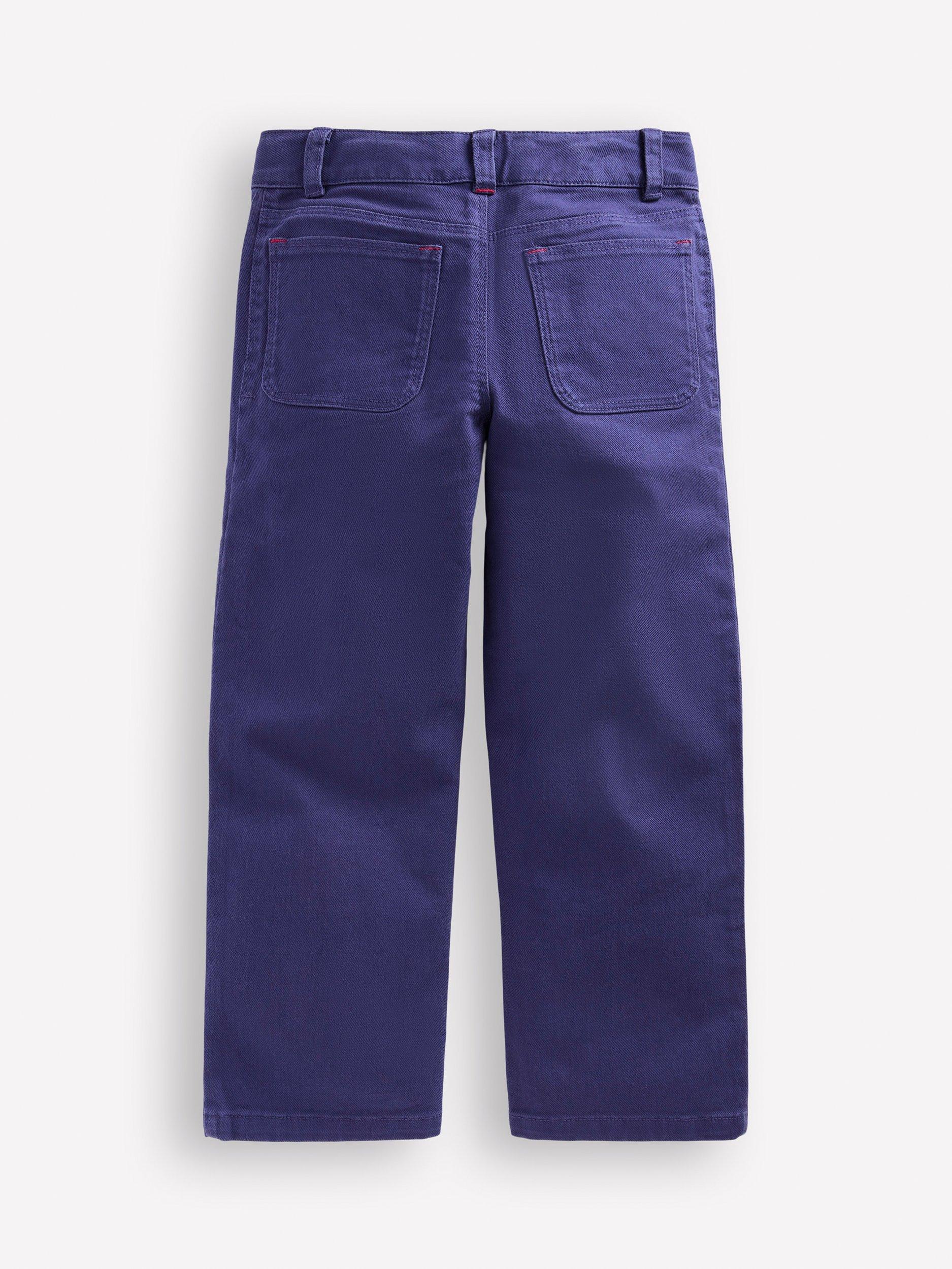 Product image 2 of 3, which shows Mini Boden Kids' Patch Pocket Trousers, Blue Cherries, 3-4 years