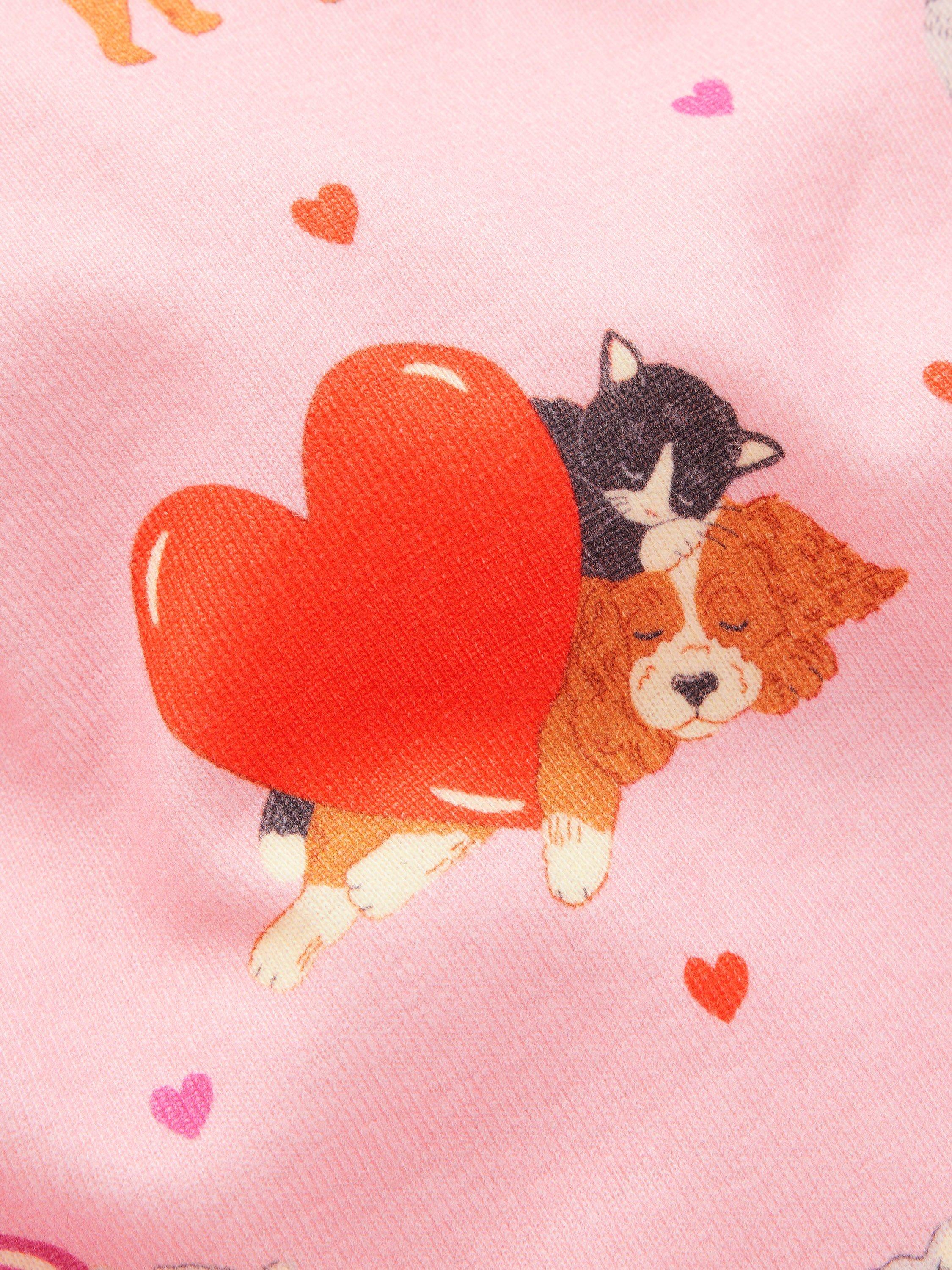 Product image 3 of 3, which shows Mini Boden Kids' Cotton Pyjama Sets, Pack of 2, Pink Valentines, 10 years