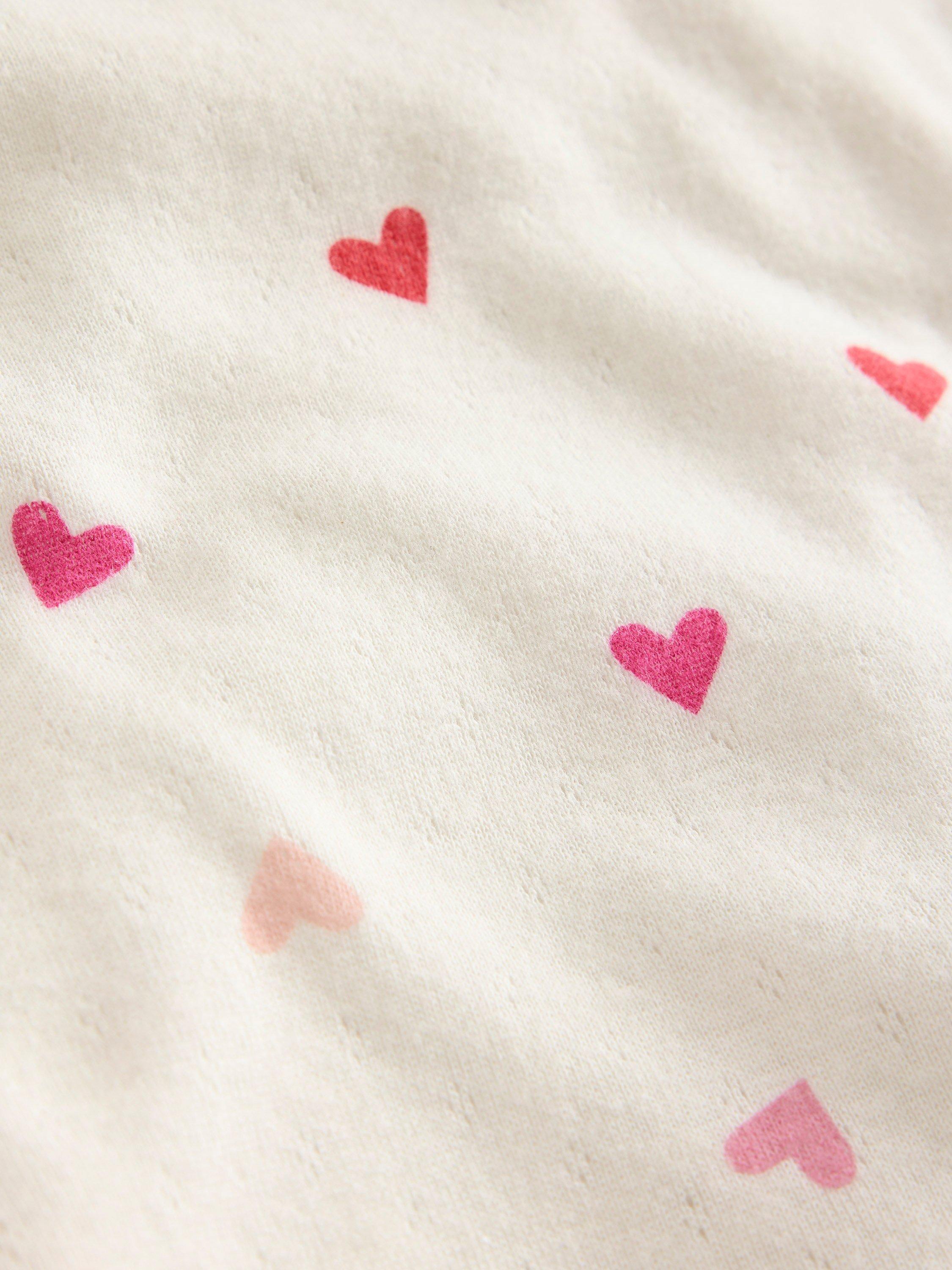 Product image 3 of 3, which shows Mini Boden Kids' Cotton Blend Pointelle Top, Ivory Hearts, 2-3 years