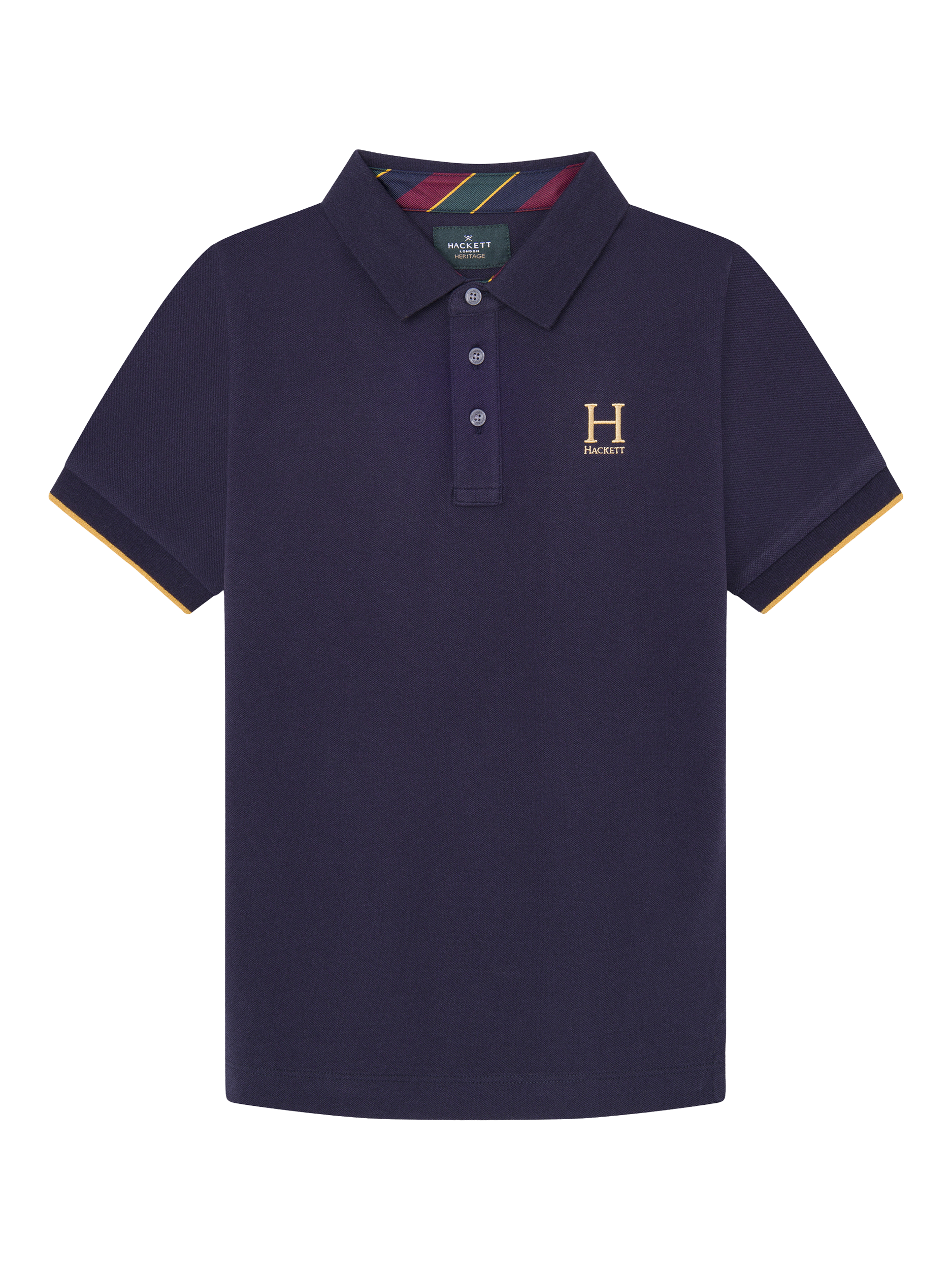 Hackett London Kids' Heritage Cotton Piqué Polo Shirt, Midnight Blue