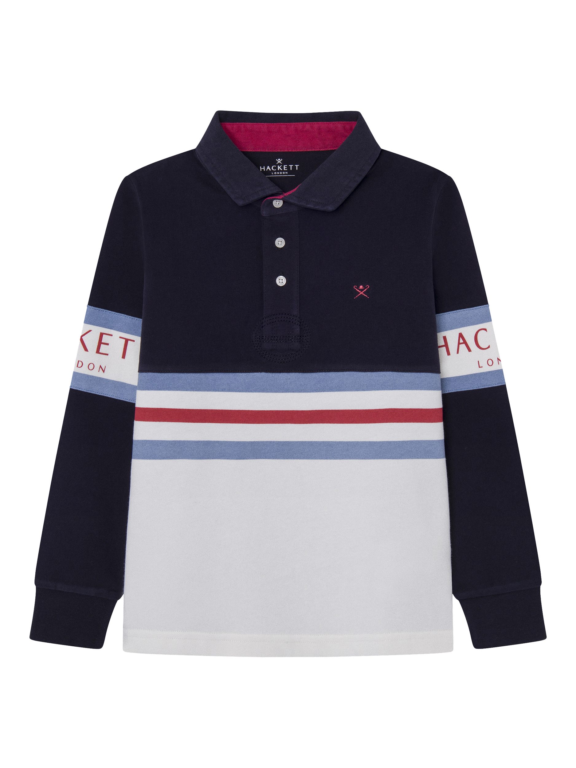Hackett London Kids' Cotton Rugby Polo Shirt, Midnight Blue