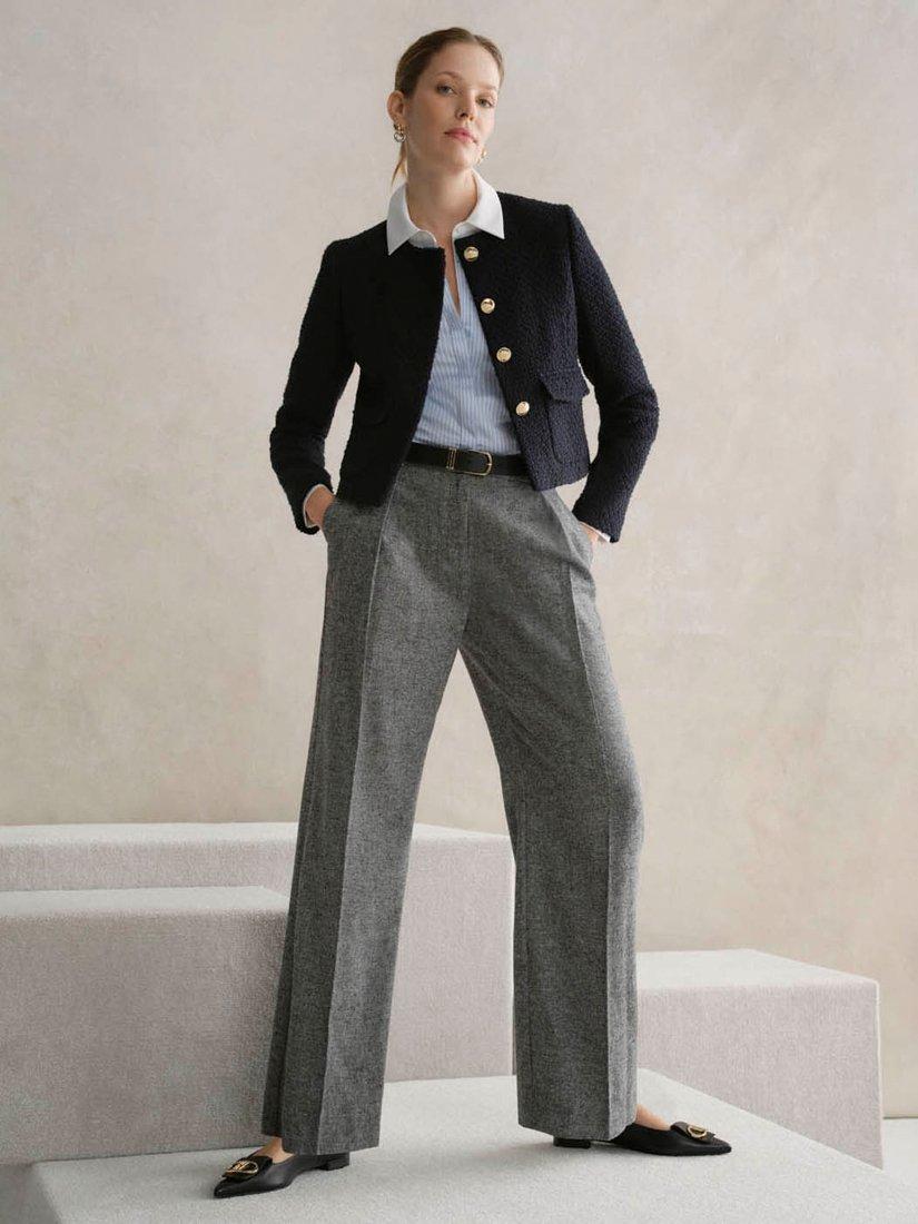 Product image 1 of 6, which shows Hobbs Marie Tweed Jacket, Navy, 16