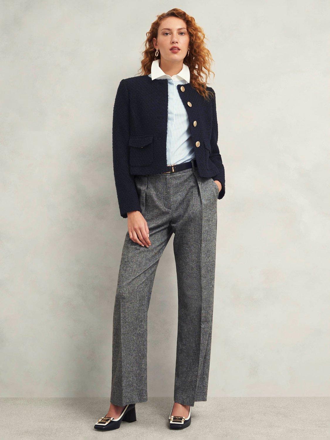 Product image 3 of 6, which shows Hobbs Marie Tweed Jacket, Navy, 16