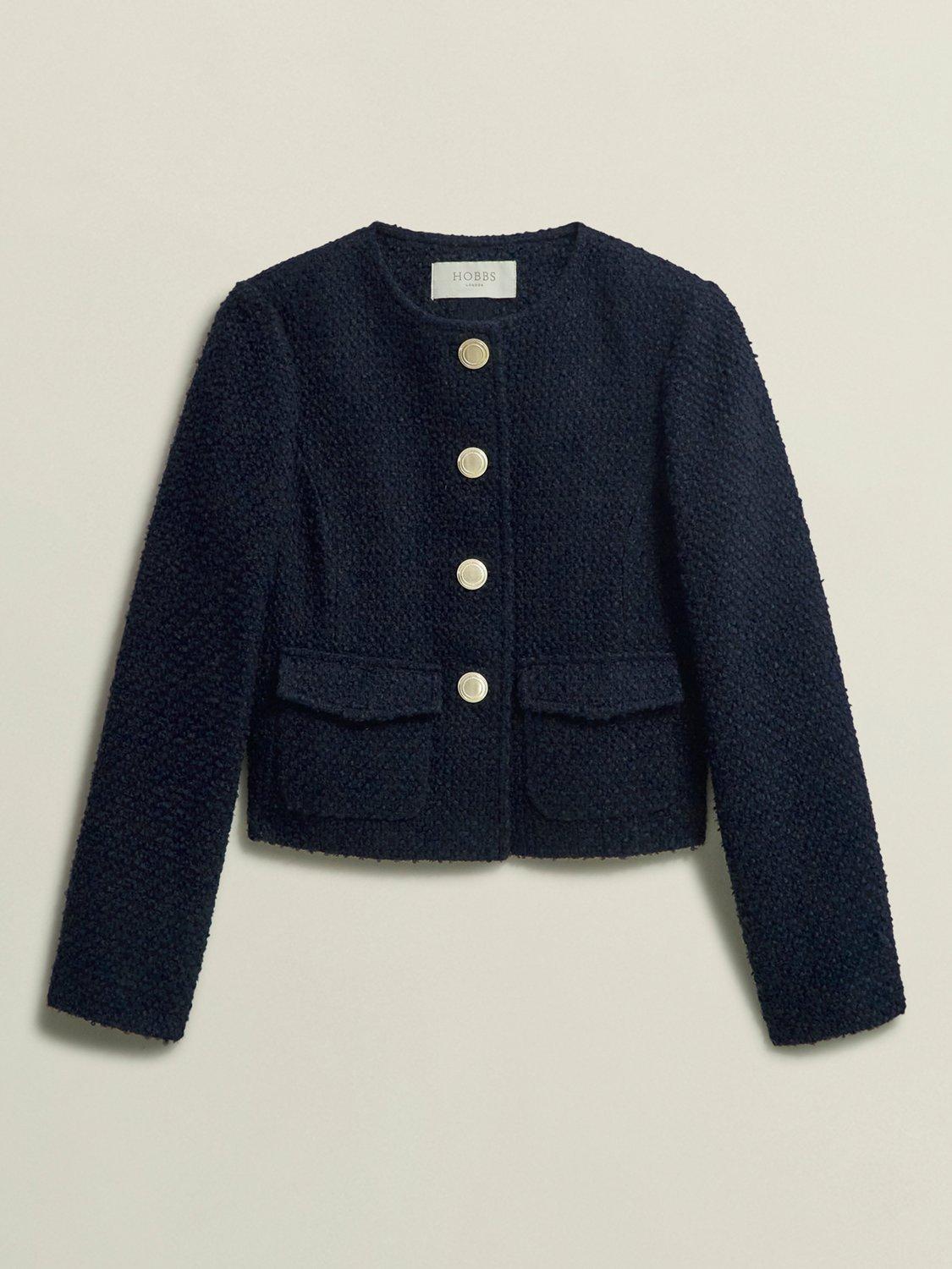 Product image 5 of 6, which shows Hobbs Marie Tweed Jacket, Navy, 16
