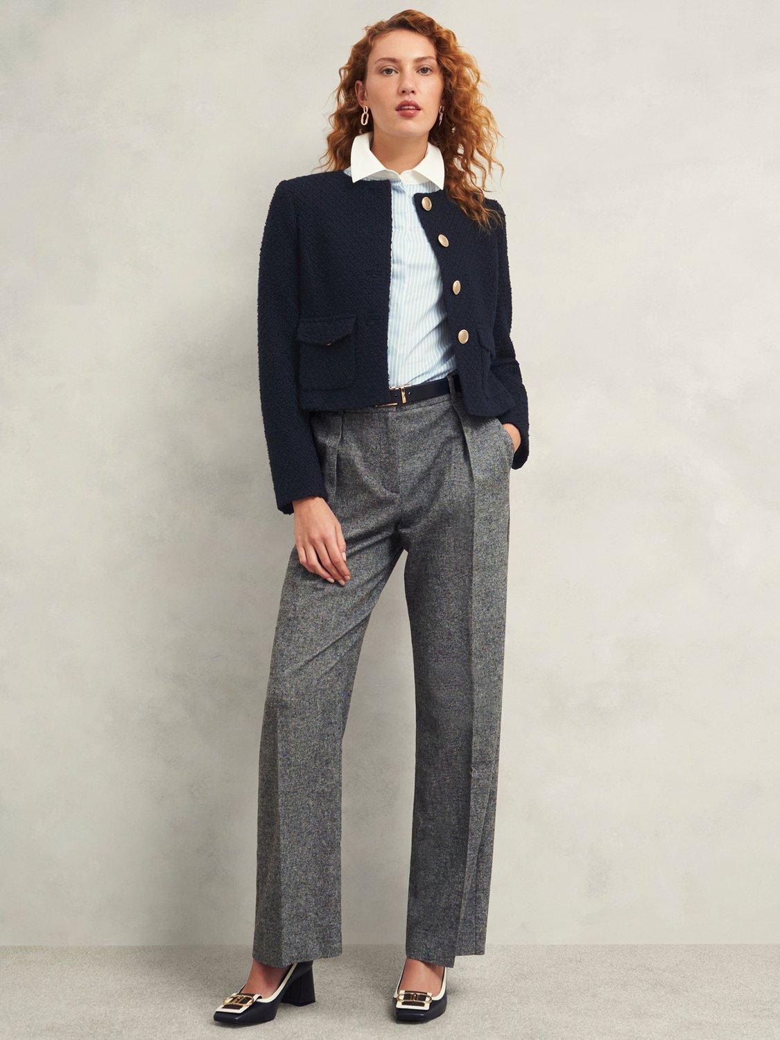 Product image 6 of 6, which shows Hobbs Marie Tweed Jacket, Navy, 16