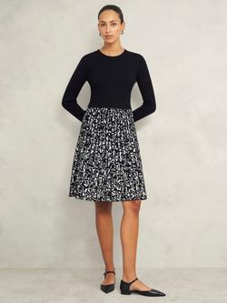 Hobbs Gill Knitted Dress containing LENZING™ ECOVERO™ Viscose, Black/Ivory