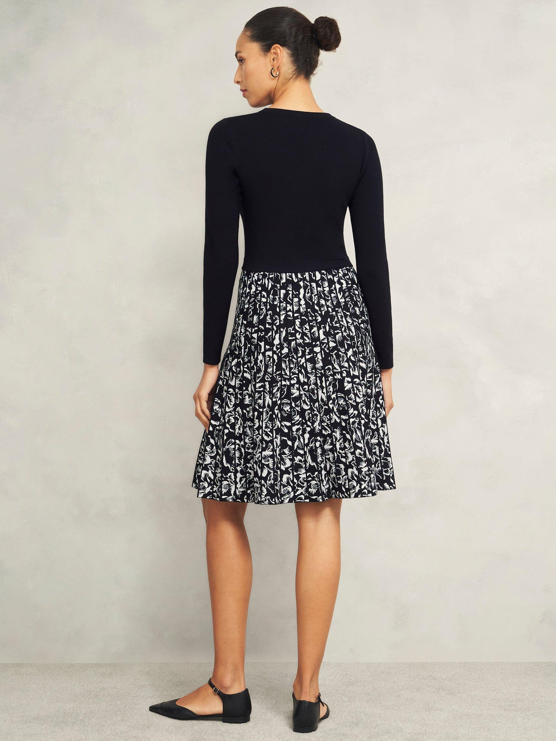 Product image 2 of 7, which shows Hobbs Gill Knitted Dress, Black/Ivory, 8