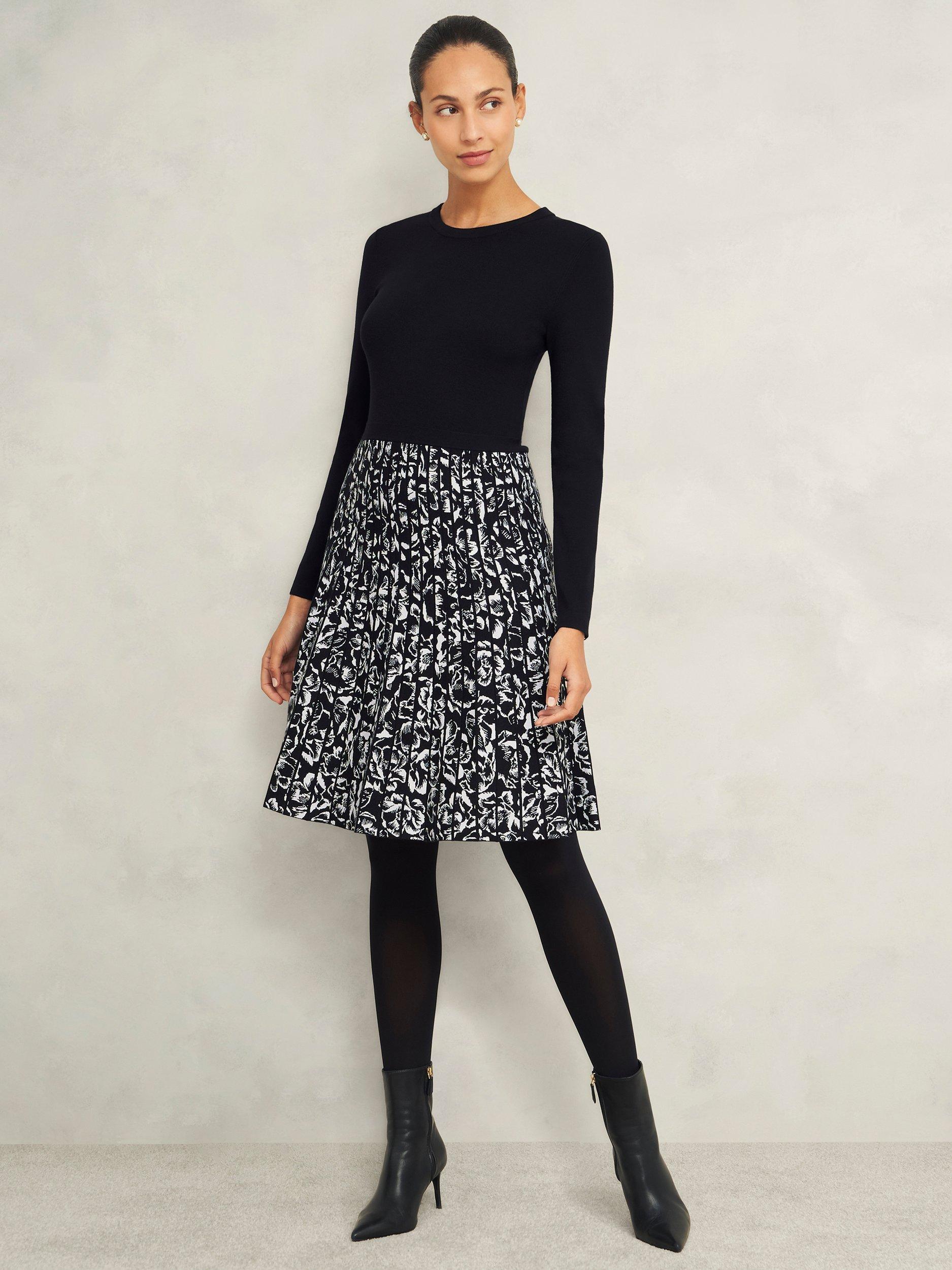 Product image 7 of 7, which shows Hobbs Gill Knitted Dress, Black/Ivory, 8