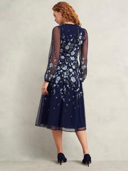 Hobbs Lois Embroidered Dress, Midnight/Multi - view 2, Midnight/Multi