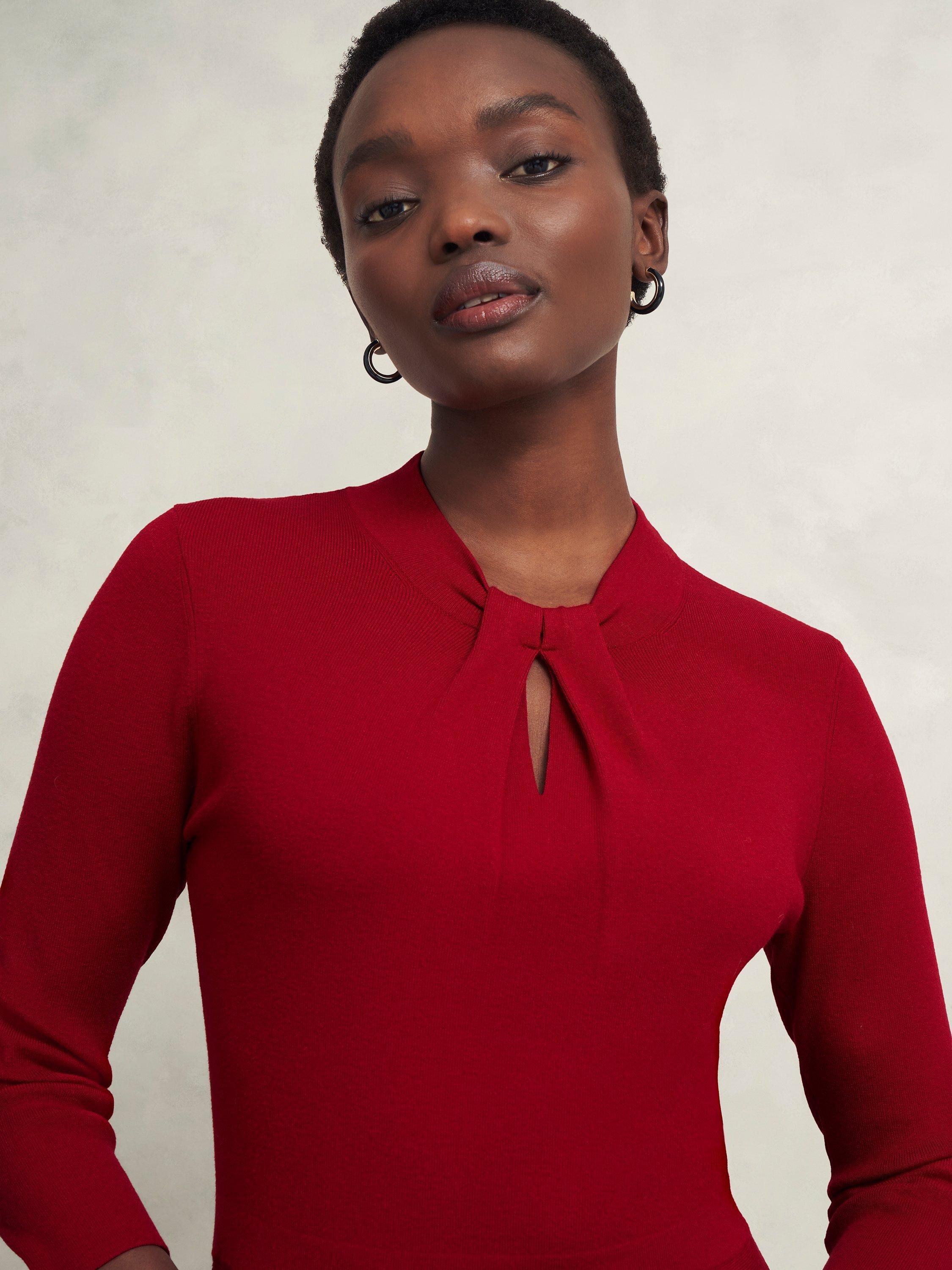 Product image 4 of 6, which shows Hobbs Petite Effie Dress, True Red, 10