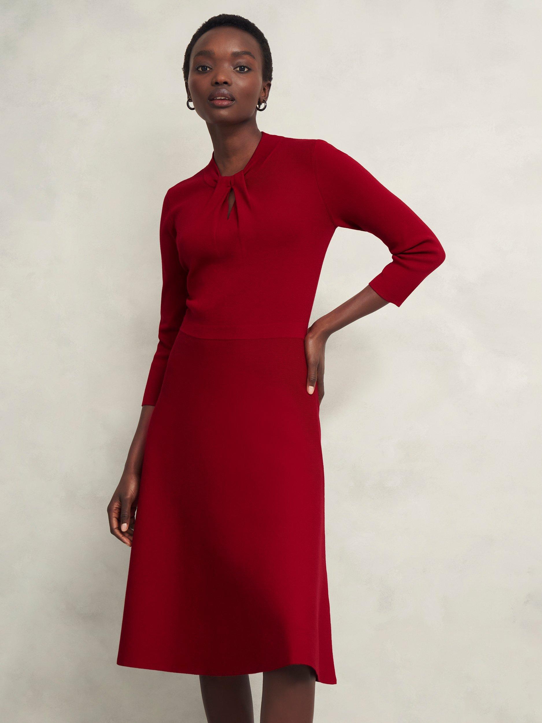 Product image 6 of 6, which shows Hobbs Petite Effie Dress, True Red, 10