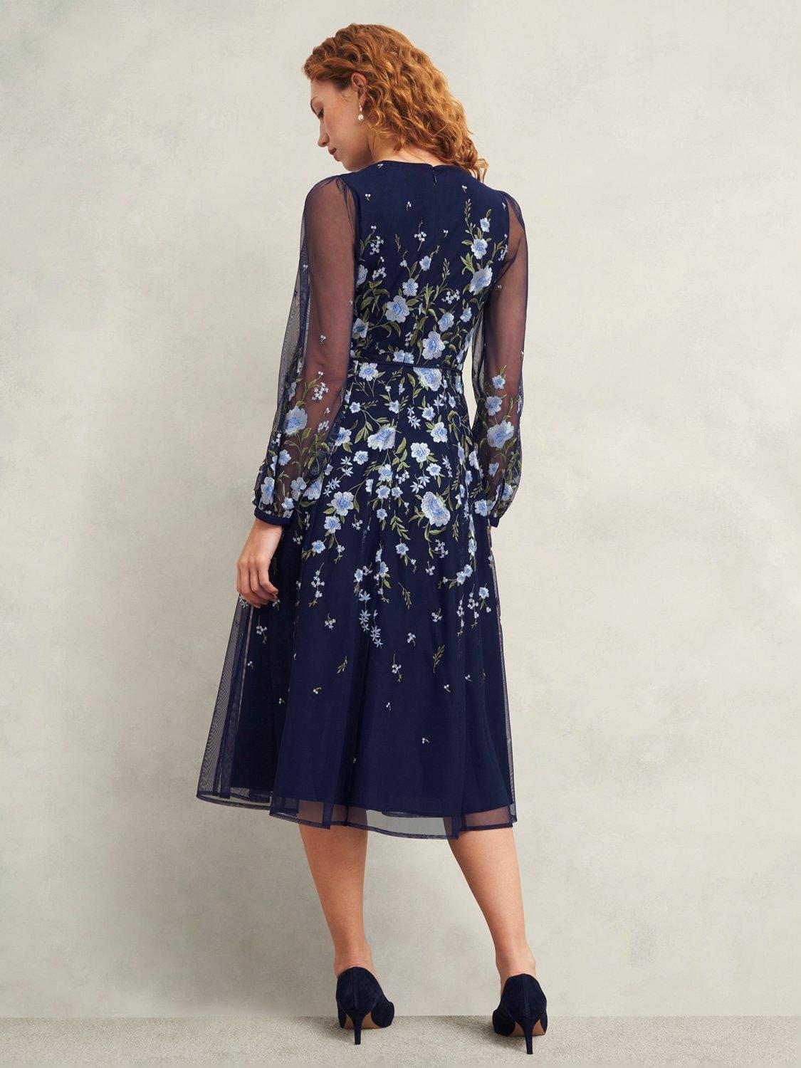 Product image 2 of 8, which shows Hobbs Petite Lois Floral Dress, Midnight/Multi, 10