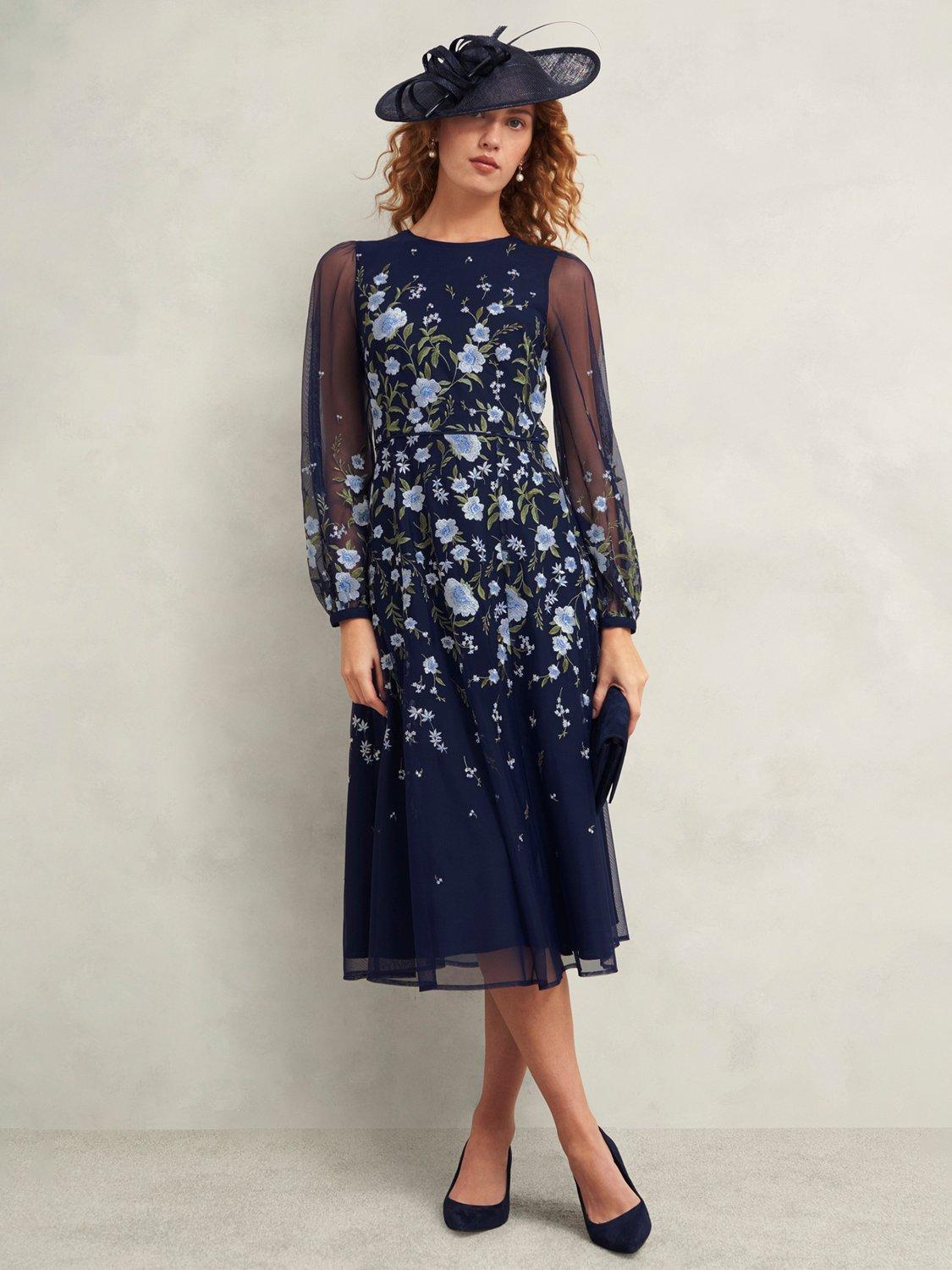 Product image 3 of 8, which shows Hobbs Petite Lois Floral Dress, Midnight/Multi, 10