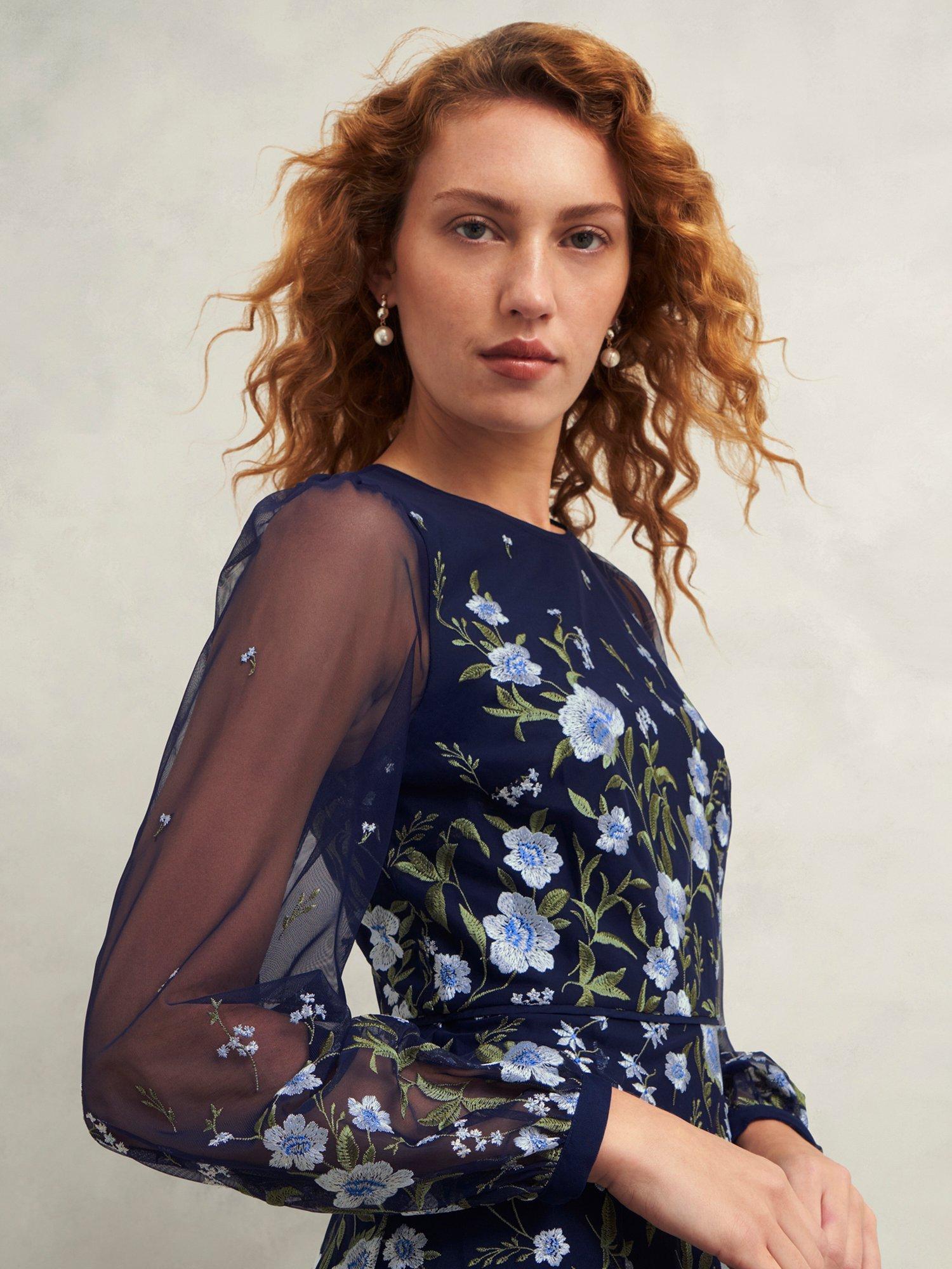 Product image 7 of 8, which shows Hobbs Petite Lois Floral Dress, Midnight/Multi, 10