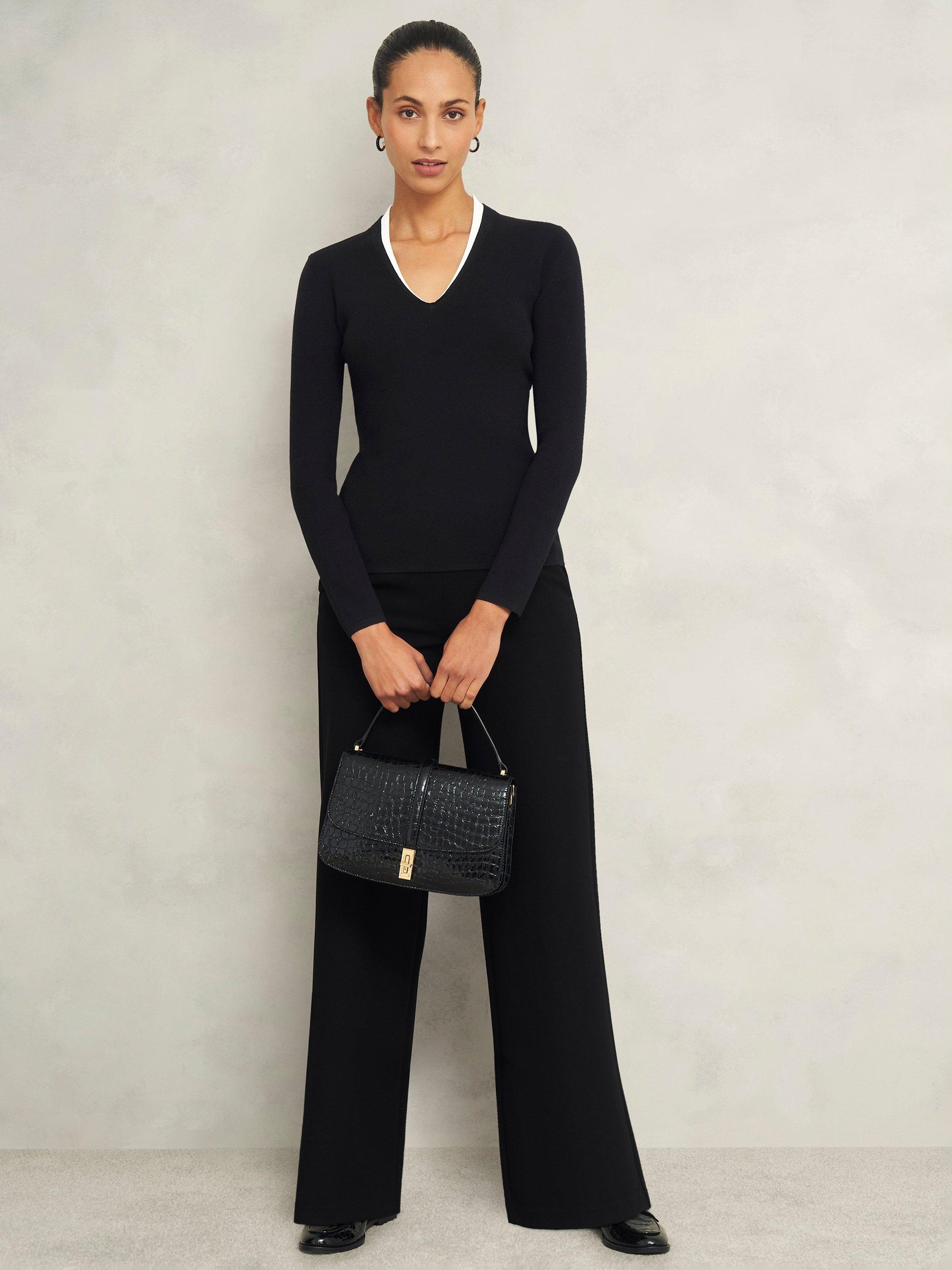 Hobbs Scarlett Knit Top, Black/Ivory