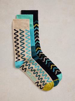 White Stuff Squiggly Print Socks, Pack of 3, Grey Multi, Grey Multi