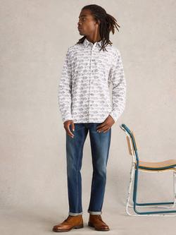 White Stuff Shoal Cotton Regular Fit Abstract Shirt, White/Multi, White/Multi