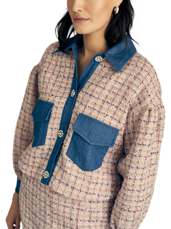 A-VIEW Coco Check Jacket, Pink/Multi - view 2, Pink/Multi