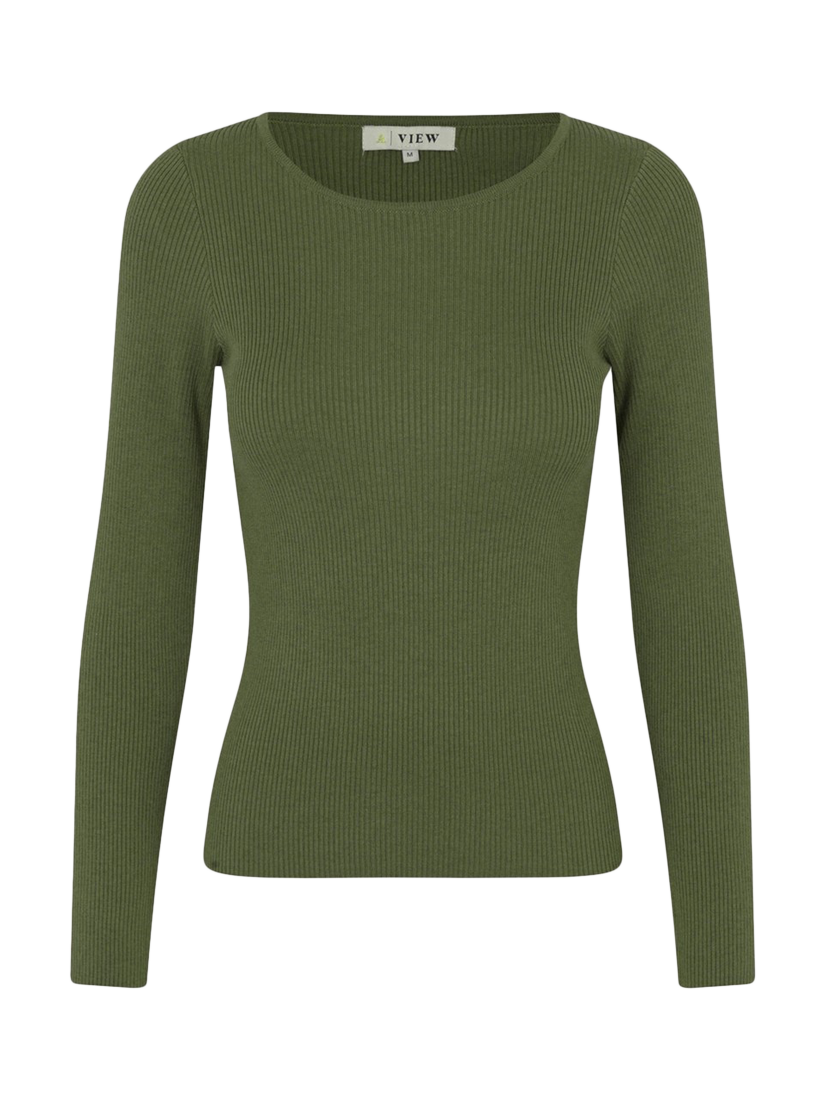Product image 1 of 2, which shows A-VIEW Lana Rib Knit Top, Khaki, L