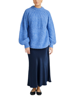 A-VIEW Carry Maxi Sateen Skirt, Navy, Navy