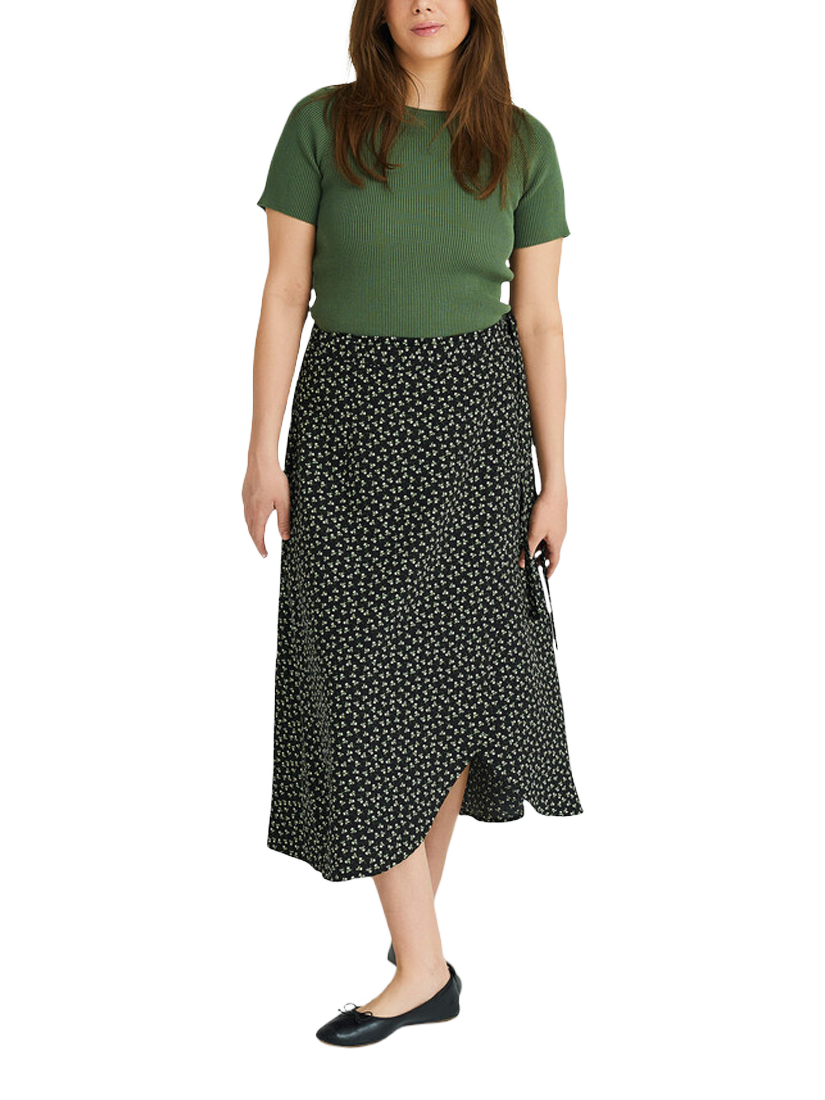 A-VIEW Peony Wrap Skirt, Black/Green