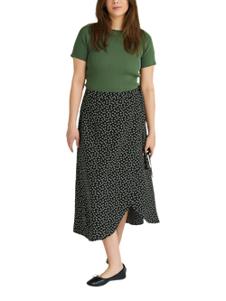 A-VIEW Peony Wrap Skirt, Black/Green, Black/Green