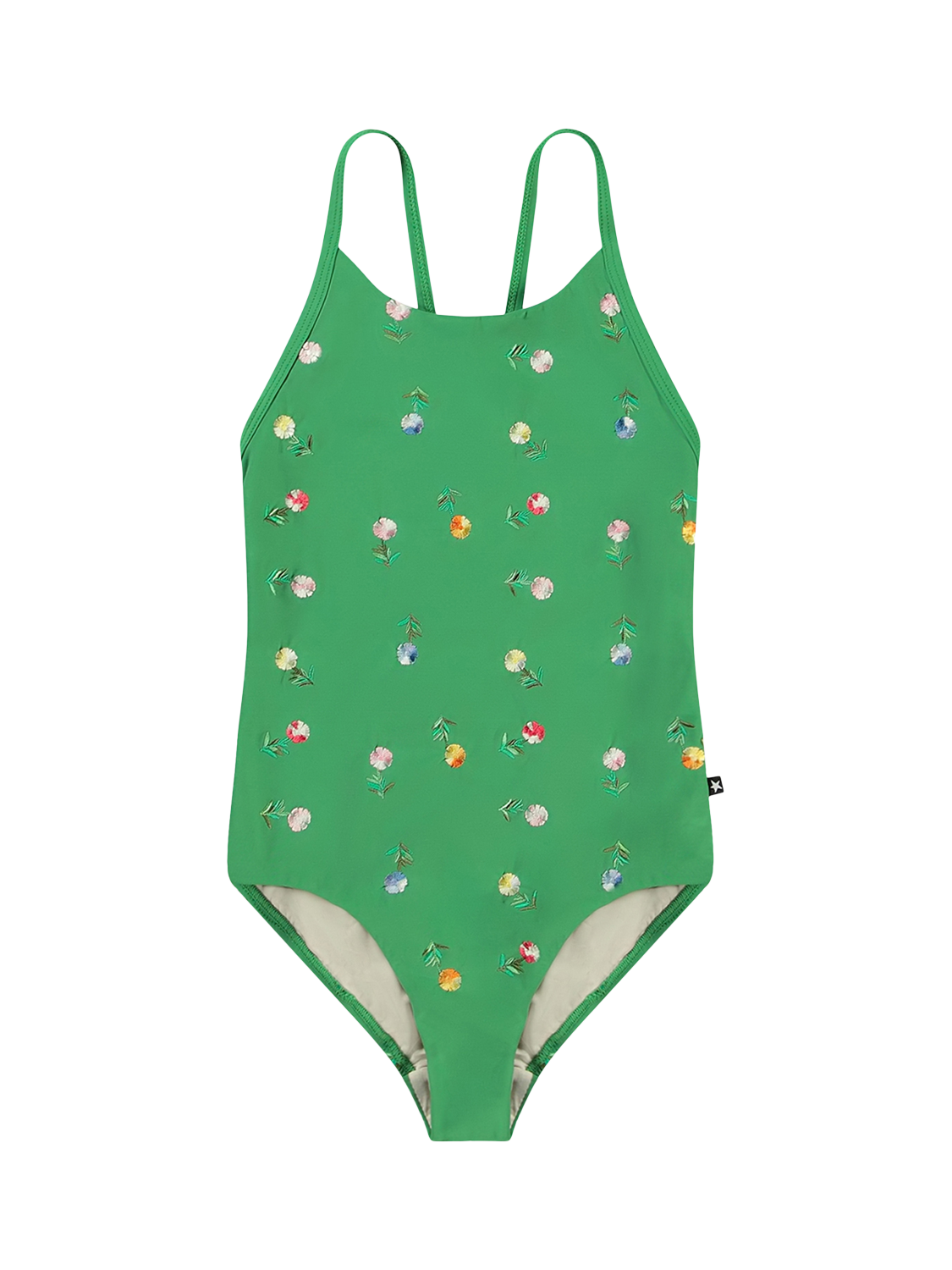 Product image 1 of 4, which shows Molo Kids' Nanna Mini Bloom Swimsuit, Green, 4 years