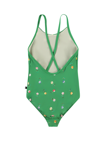 Molo Kids' Nanna Mini Bloom Swimsuit, Green - view 2, Green