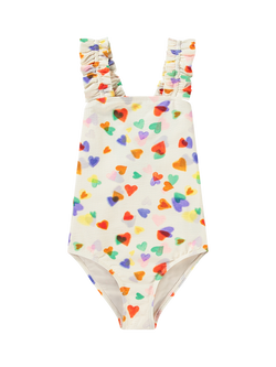 Molo Kids' Nitika Rainbow Hearts Swimsuit, Rainbow Hearts, Rainbow Hearts
