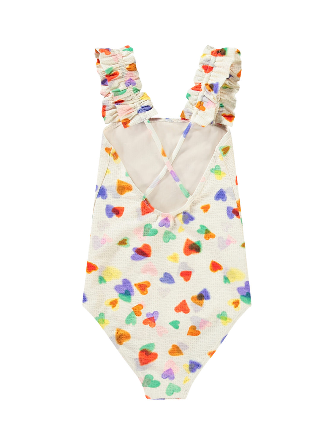 Product image 2 of 3, which shows Molo Kids' Nitika Rainbow Hearts Swimsuit, Rainbow Hearts, 4 years