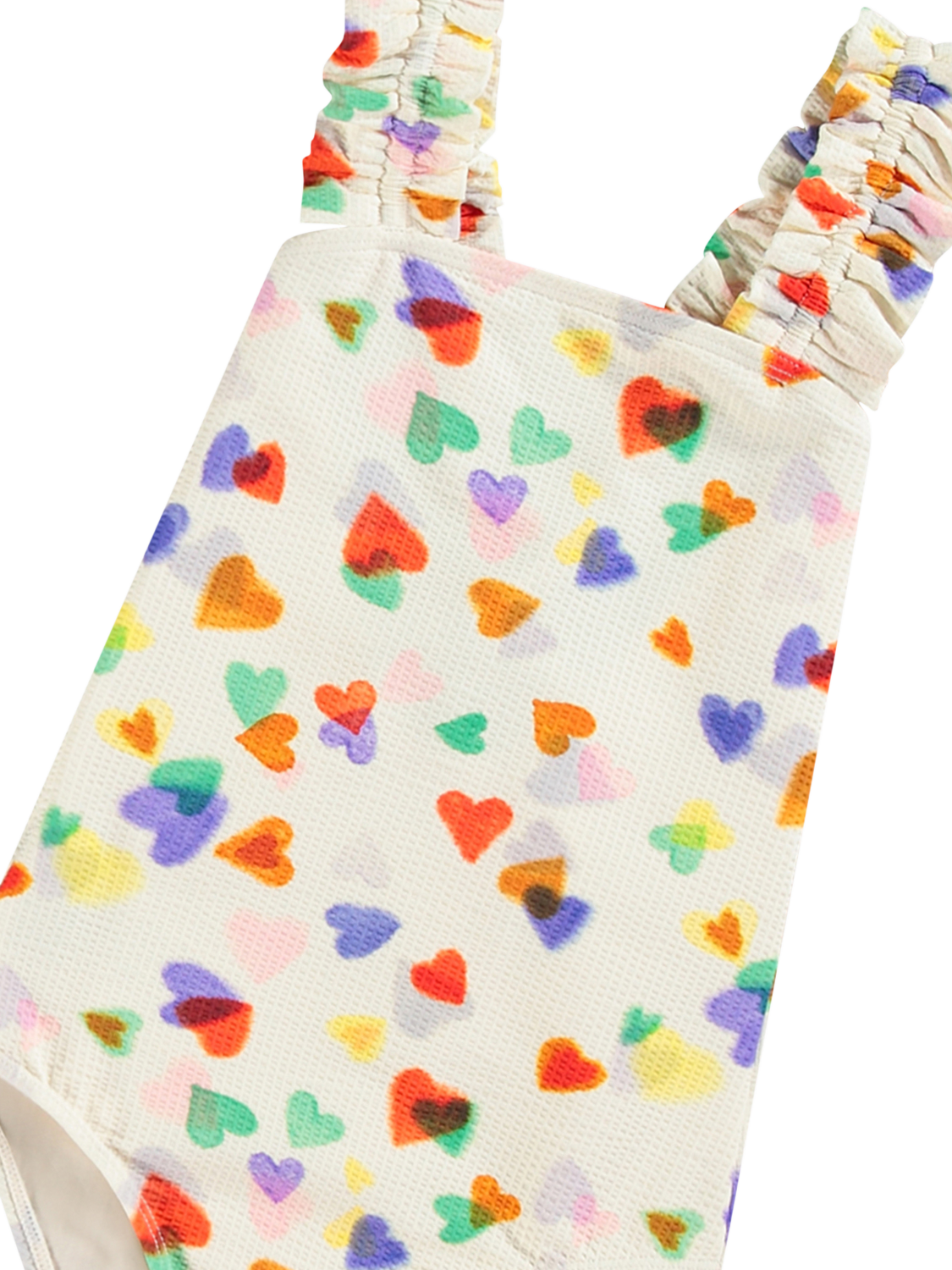 Product image 3 of 3, which shows Molo Kids' Nitika Rainbow Hearts Swimsuit, Rainbow Hearts, 4 years